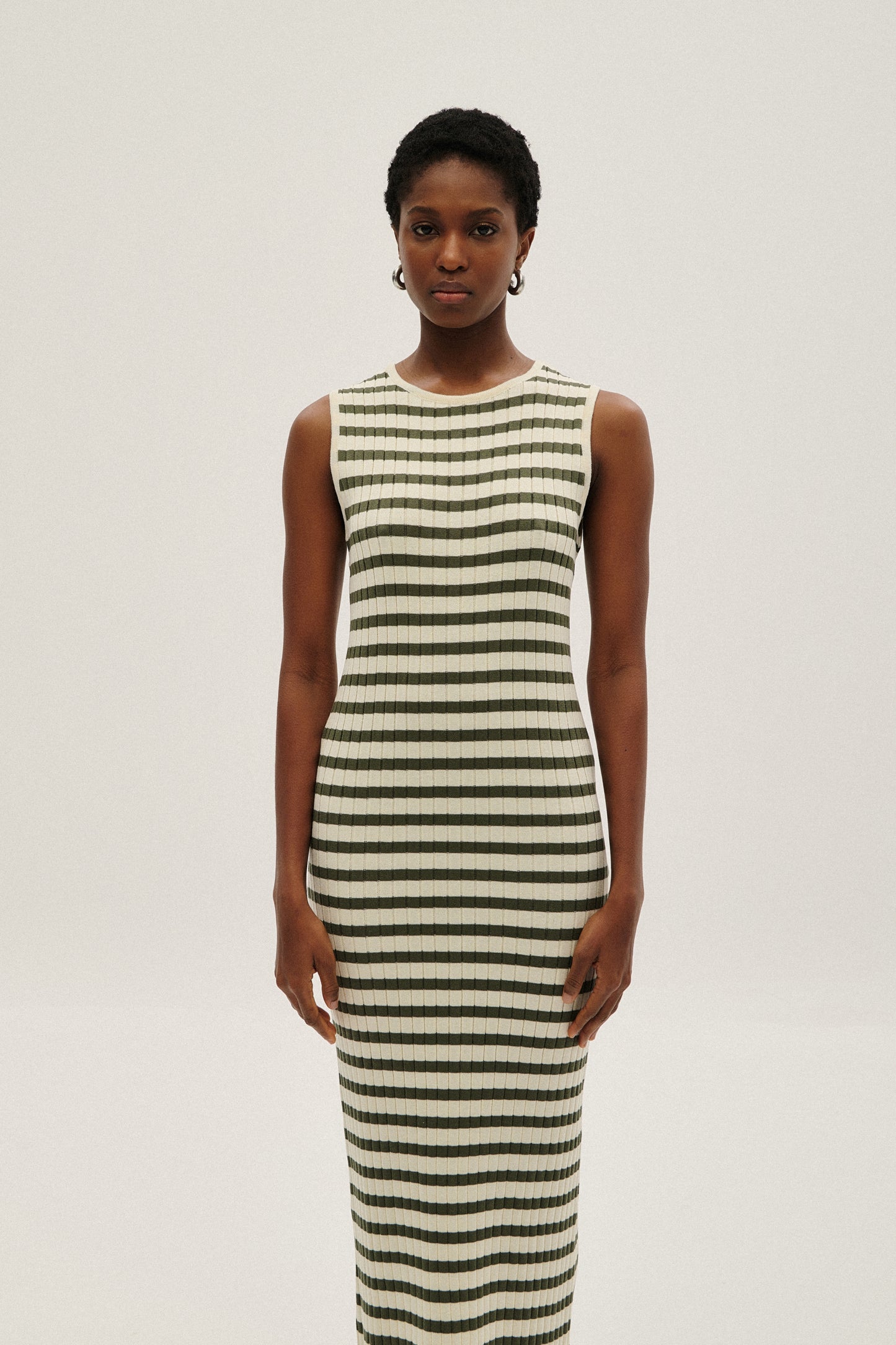 COMBOS MAXI DRESS STRIPES ECRU/KHAKI