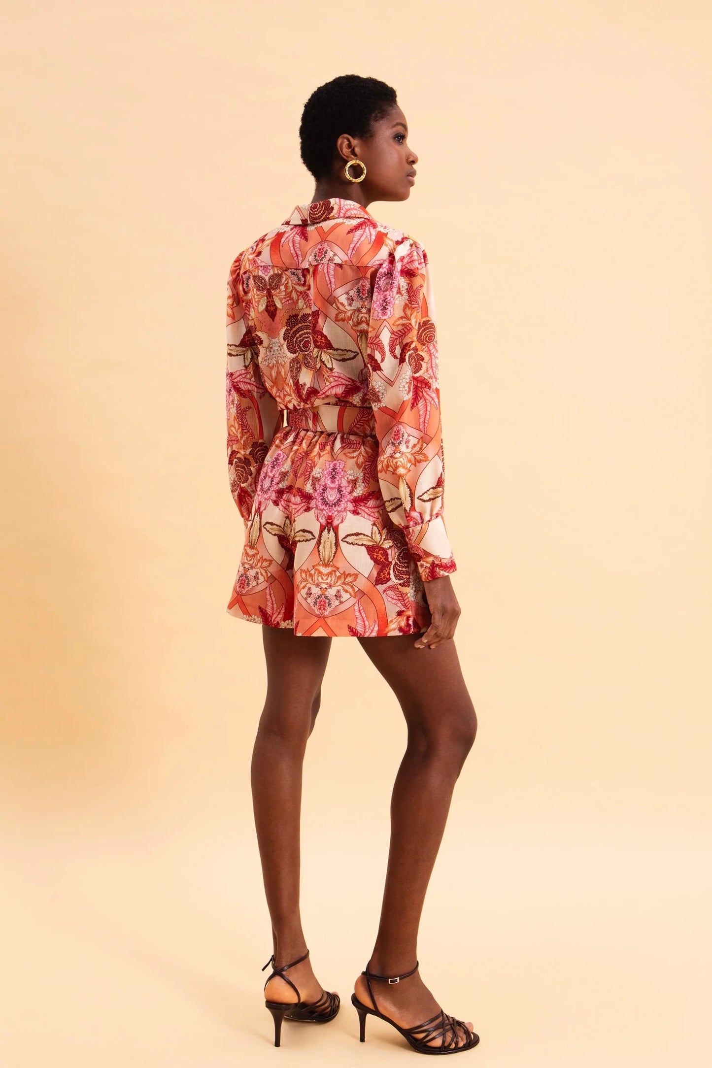 EVELEYA FLORAL SAFARI LINEN SHIRT