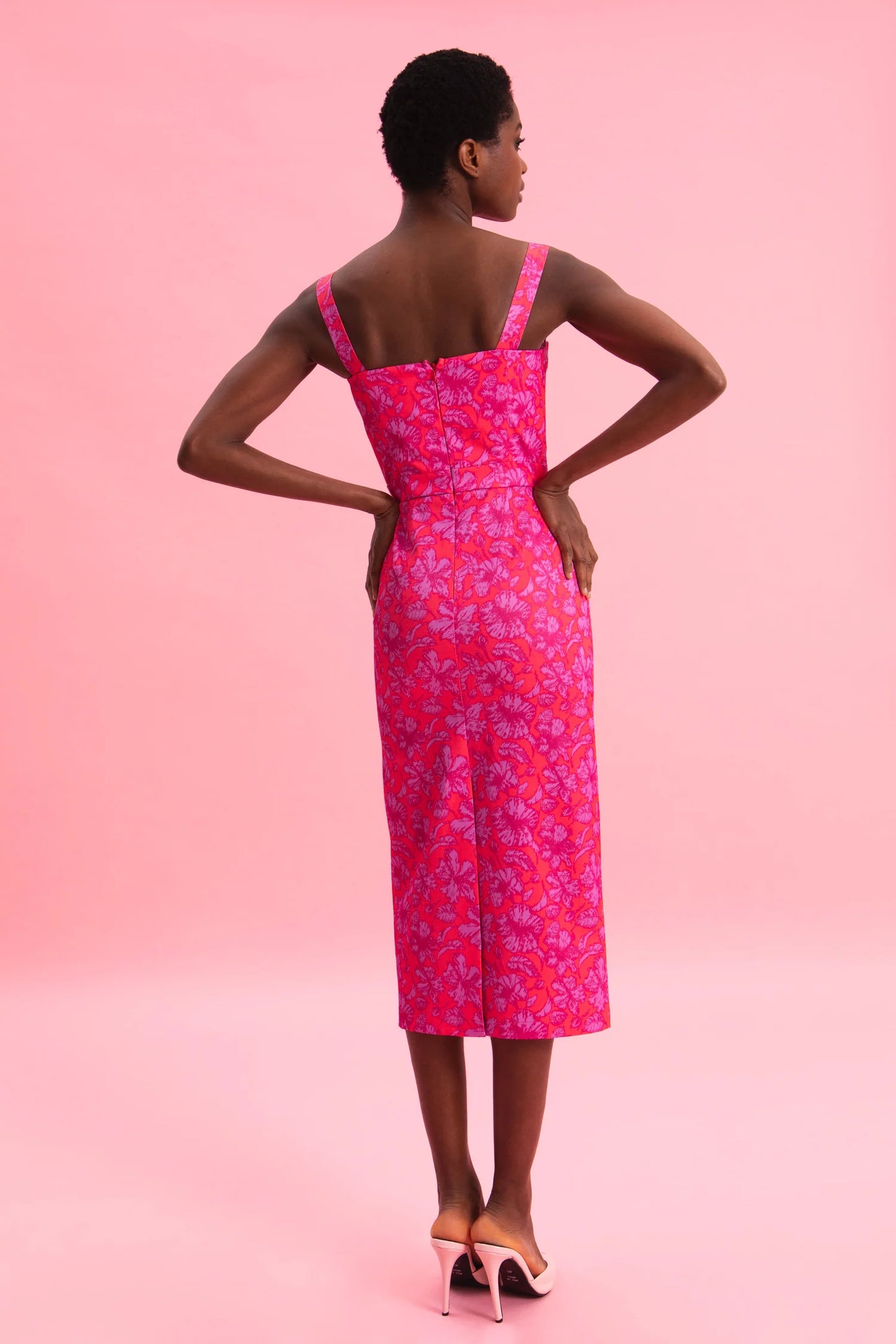 EVELEYA FUCHIA PASSION MIDI 100% COTTON DRESS