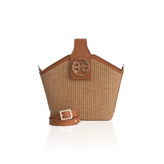 BONENDIS EVELYN RAFFIA HANDBAG TABAC