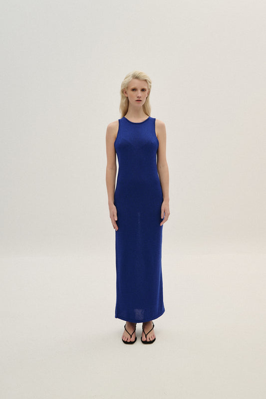 COMBOS MAXI DRESS LUREX BLUE
