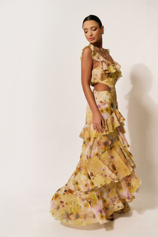 ERYA SOLEIA MAXI RUFFLE DRESS
