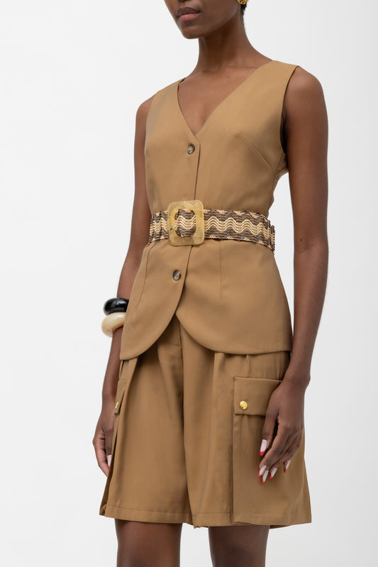 MALLORY BOW BROWN VEST