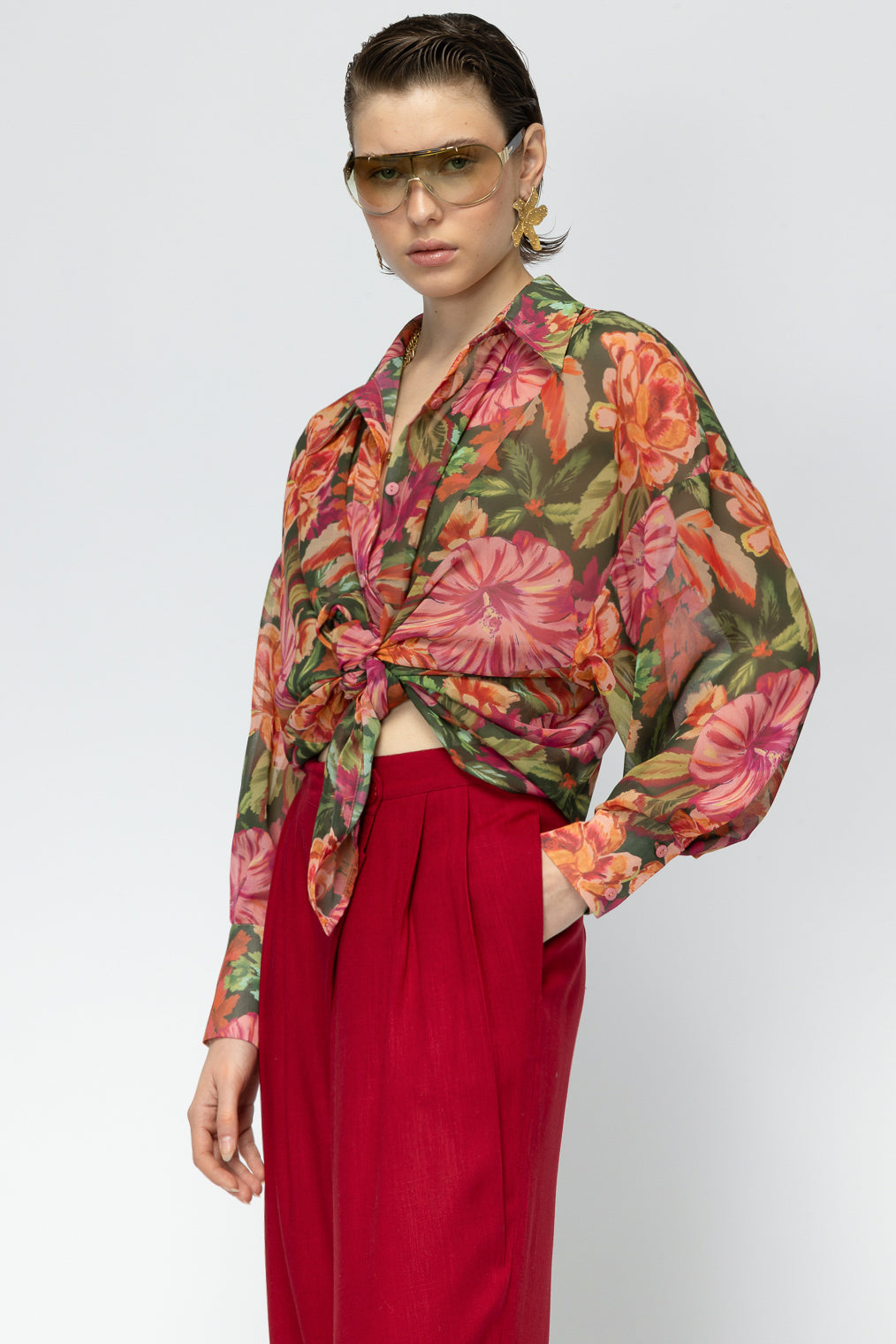 MALLORY JUNGLE BIRD FLORAL SHIRT