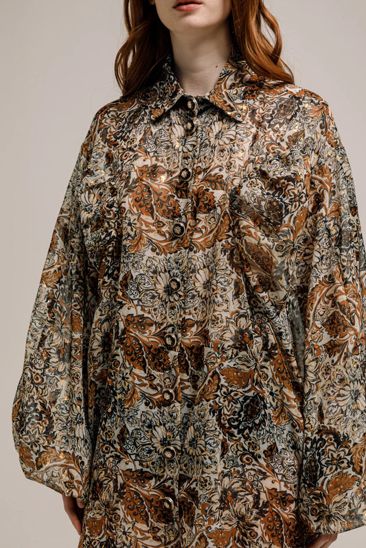 THE JERKINS HALIFA SHIRT PRINTED BROWN