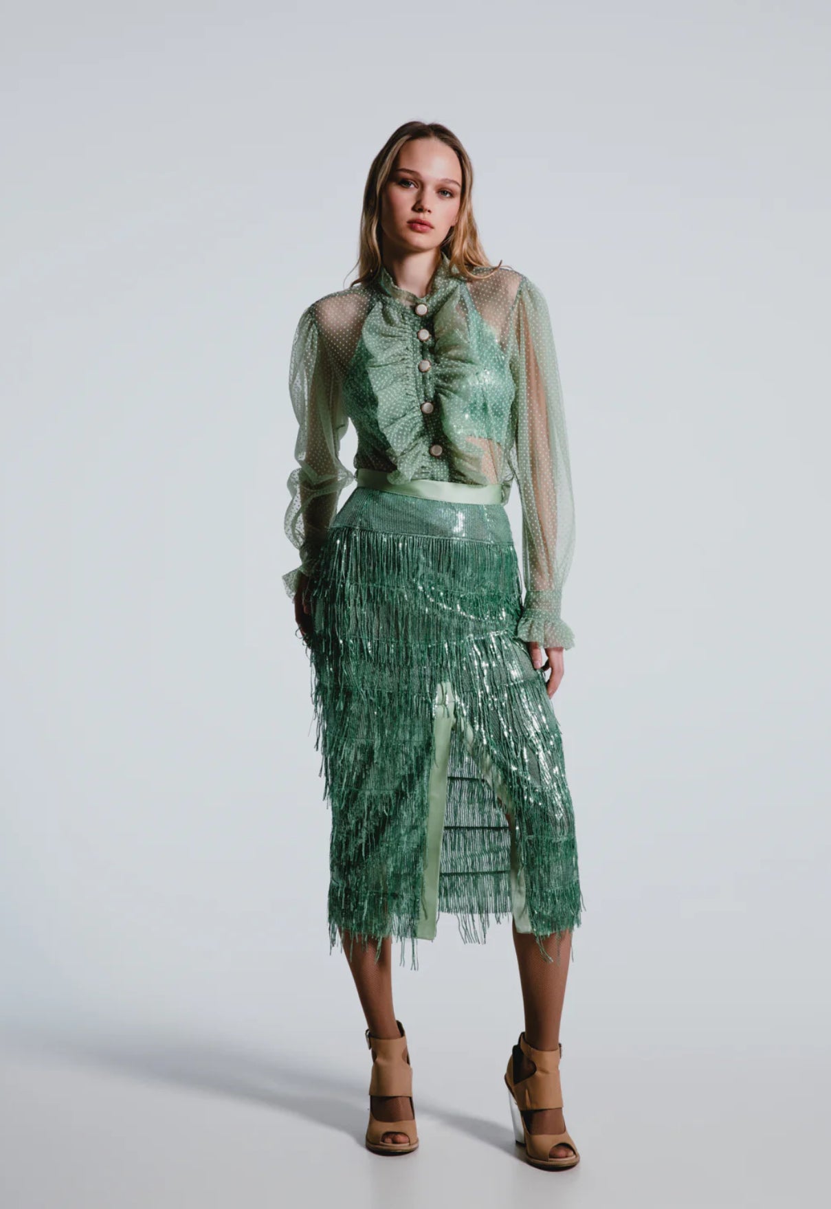 AMITOZA SKIRT SEQUINED MINT THE JERKINS