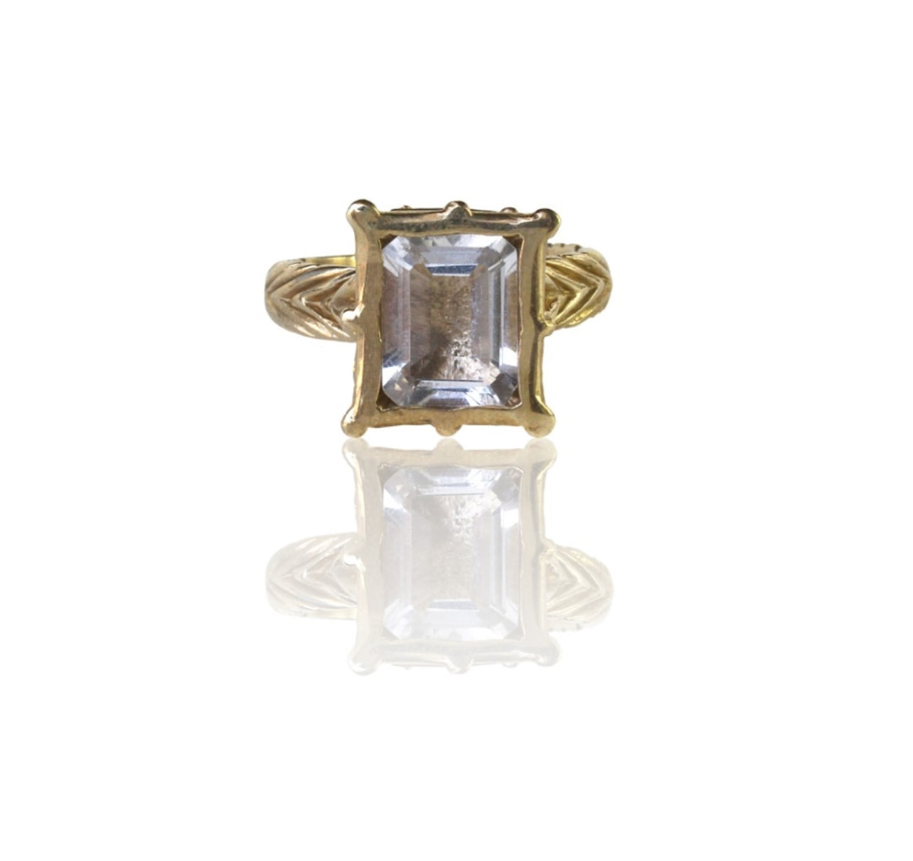 ISABETTA EMERALD CUT QUARTZ BRINZE RING BREAK A STONE