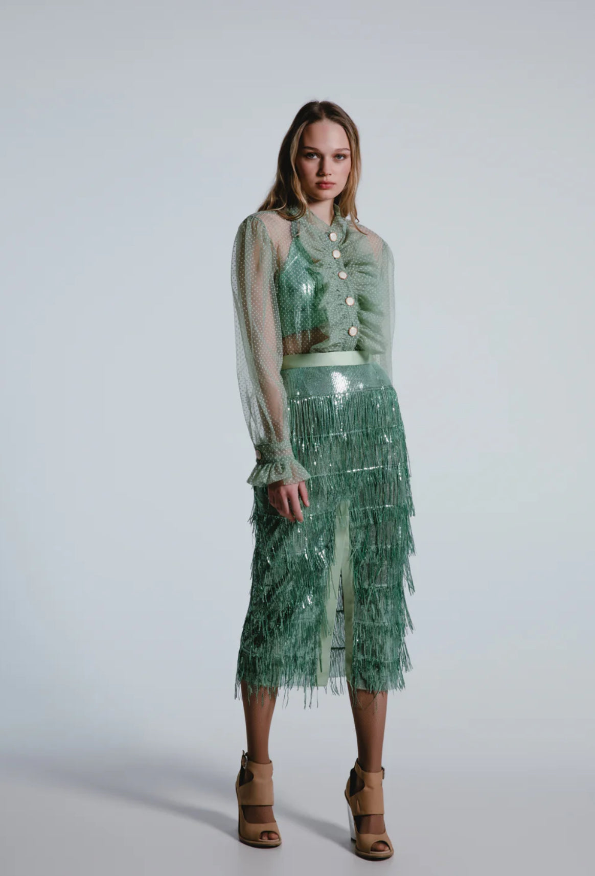 AMITOZA SKIRT SEQUINED MINT THE JERKINS