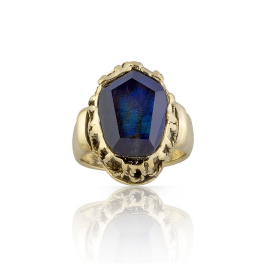 ELIZABETH SPECTROLITE FILIGREE BRONZE RING BREAK A STONE