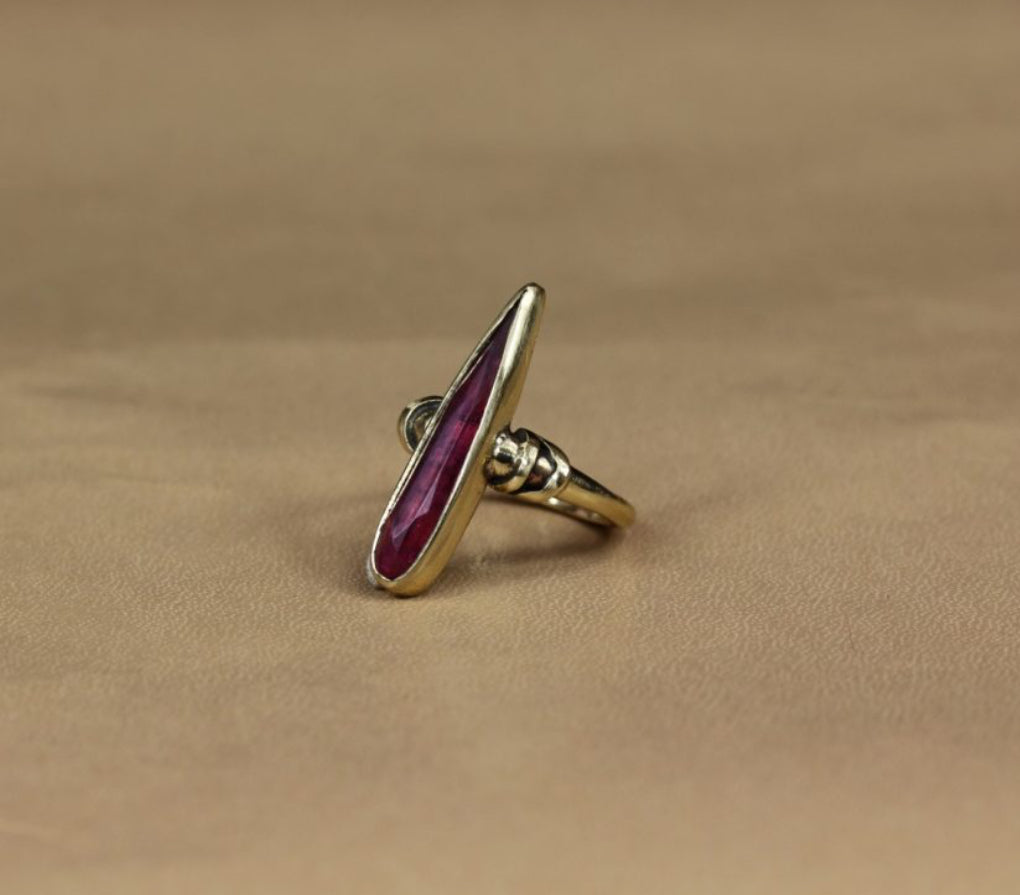 SPEAR PINK TOURMALINE BRINZE RING BREAK A STONE