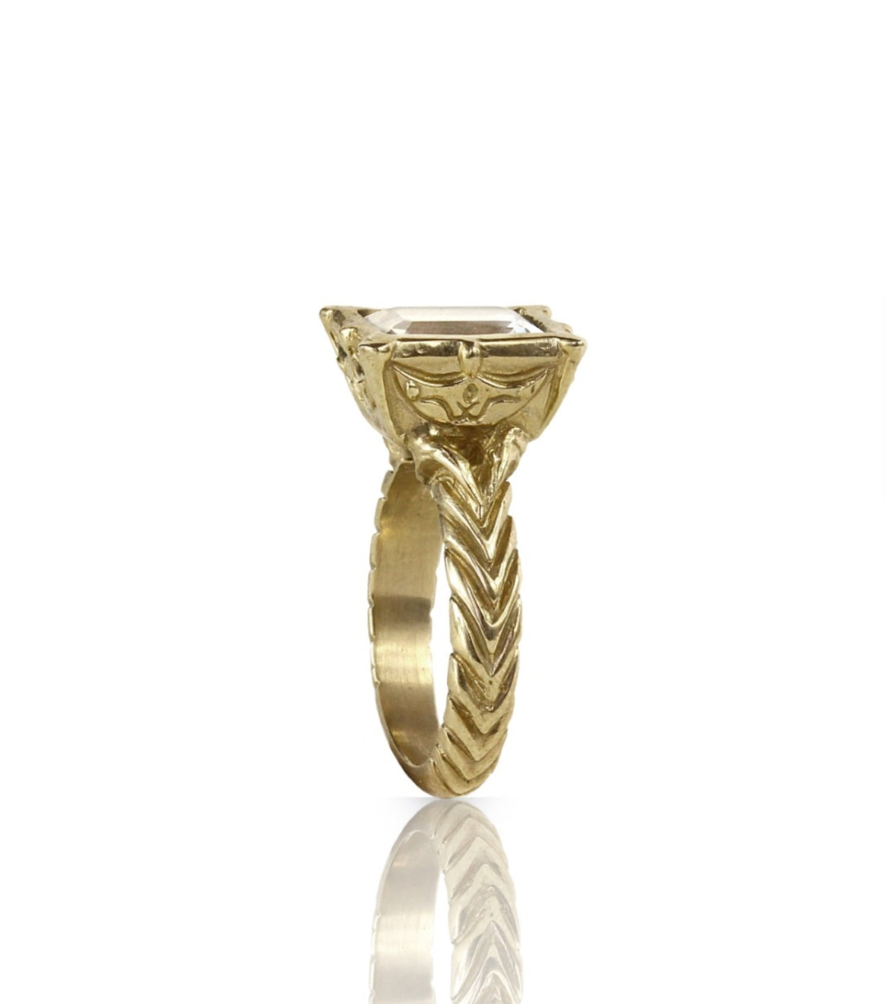 ISABETTA EMERALD CUT QUARTZ BRINZE RING BREAK A STONE