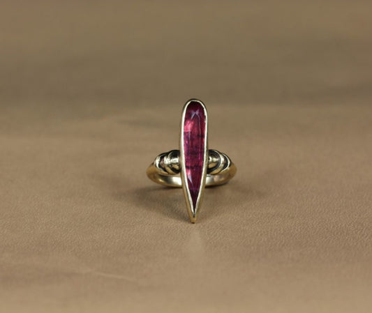 SPEAR PINK TOURMALINE BRINZE RING BREAK A STONE