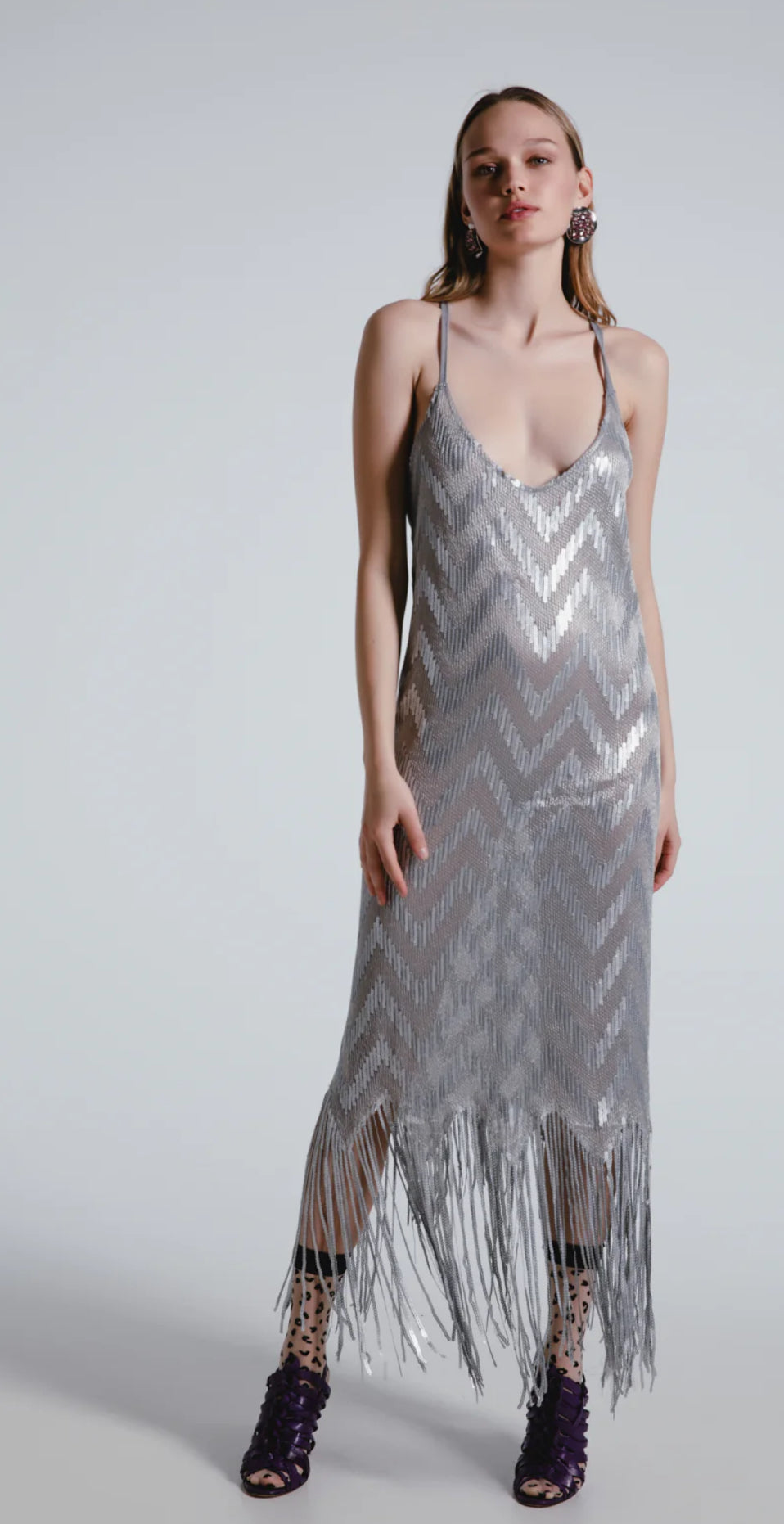 ALAQUA SEQUINED DRESS SILVER THE JERKINS