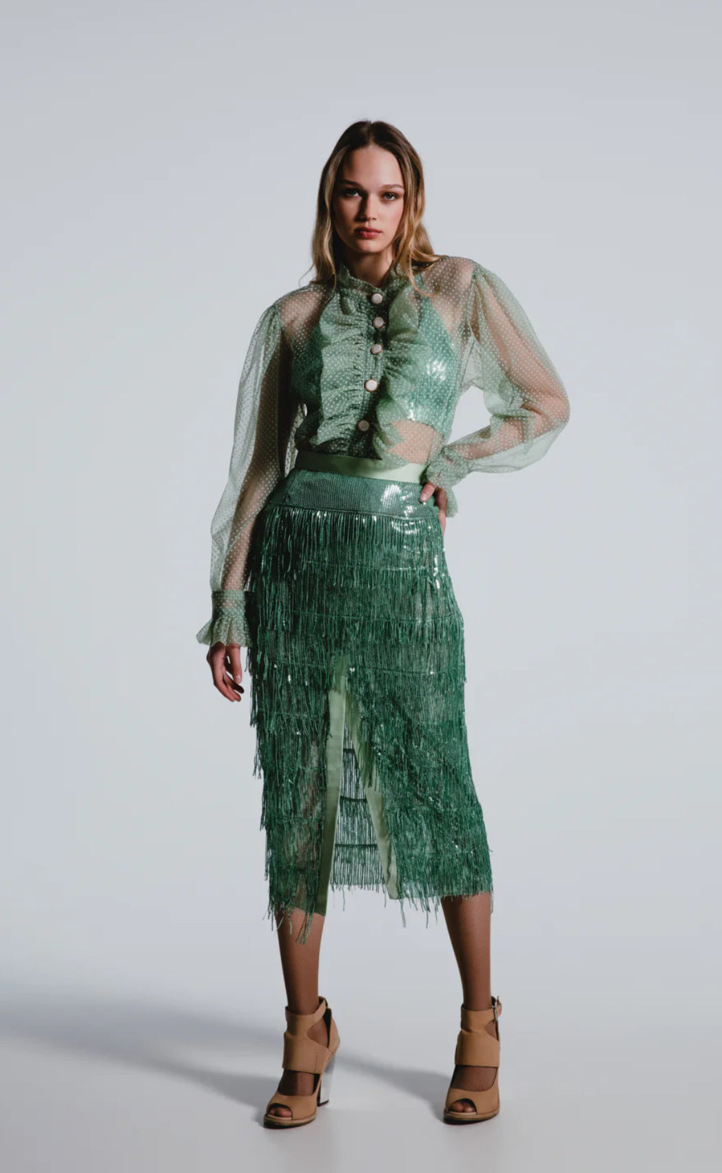 AMITOZA SKIRT SEQUINED MINT THE JERKINS