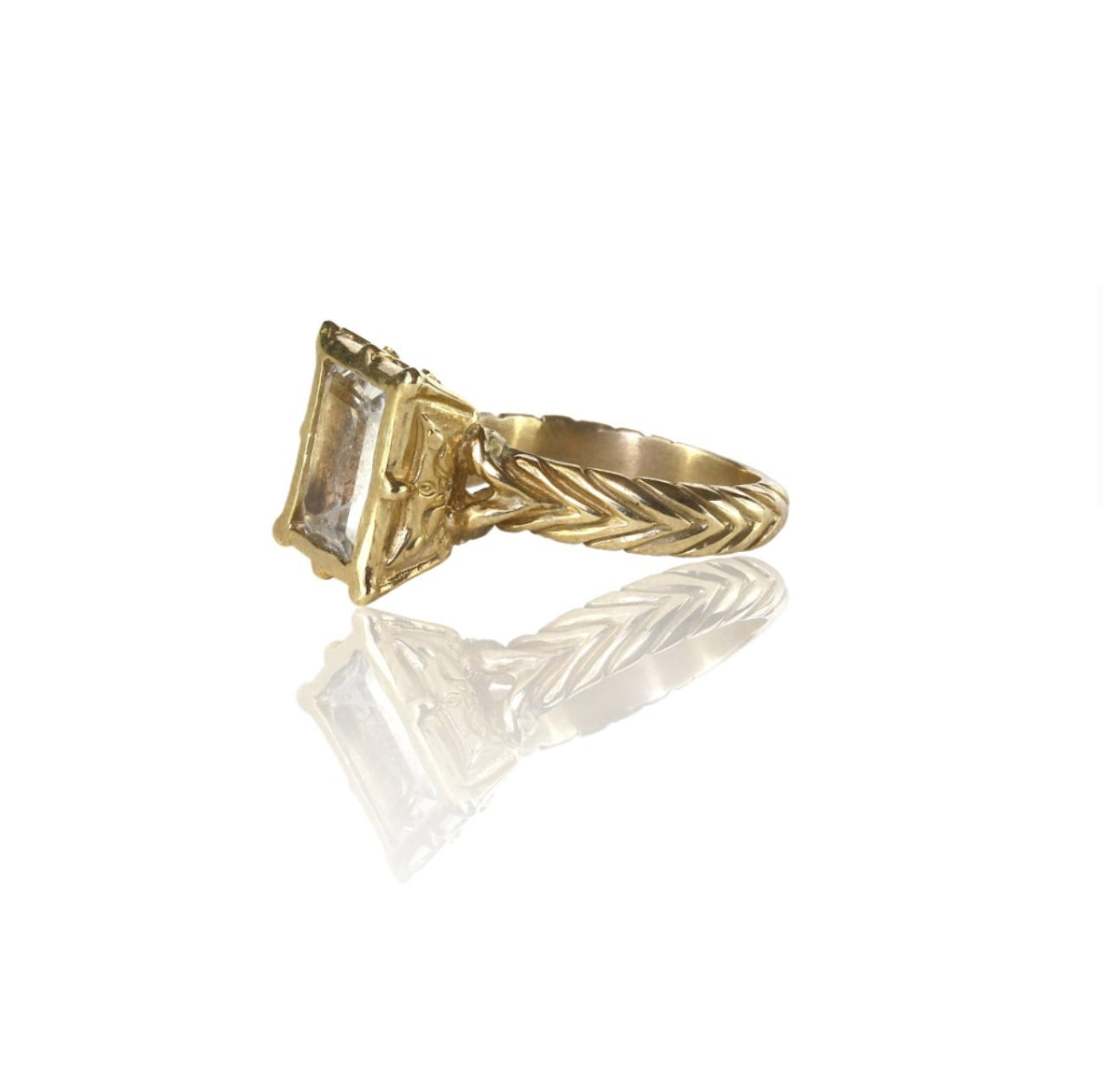 ISABETTA EMERALD CUT QUARTZ BRINZE RING BREAK A STONE