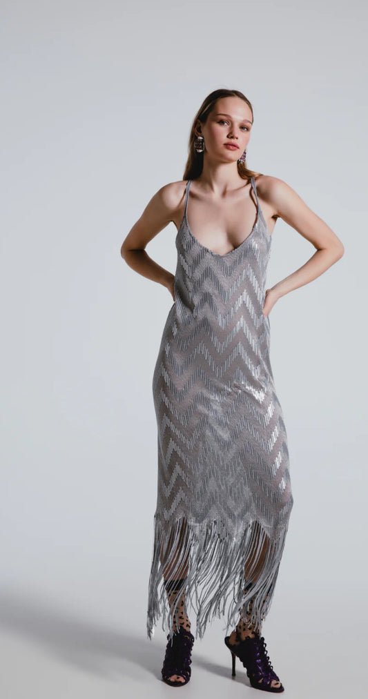 ALAQUA SEQUINED DRESS SILVER THE JERKINS