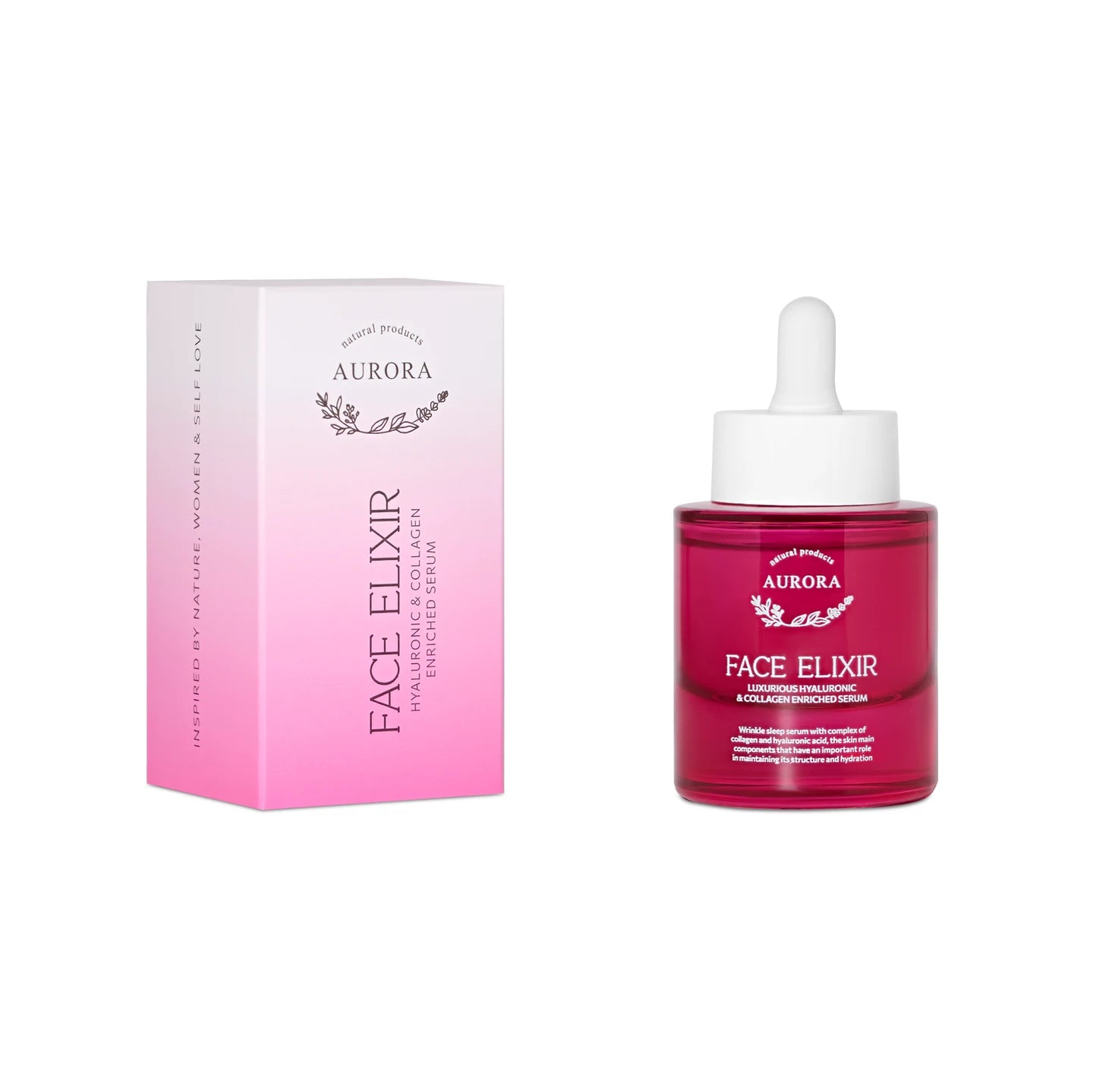 FACE ELIXIR, WITH 12% HYALURONIC ACID AND COLLAGEN, 30ML AURORA