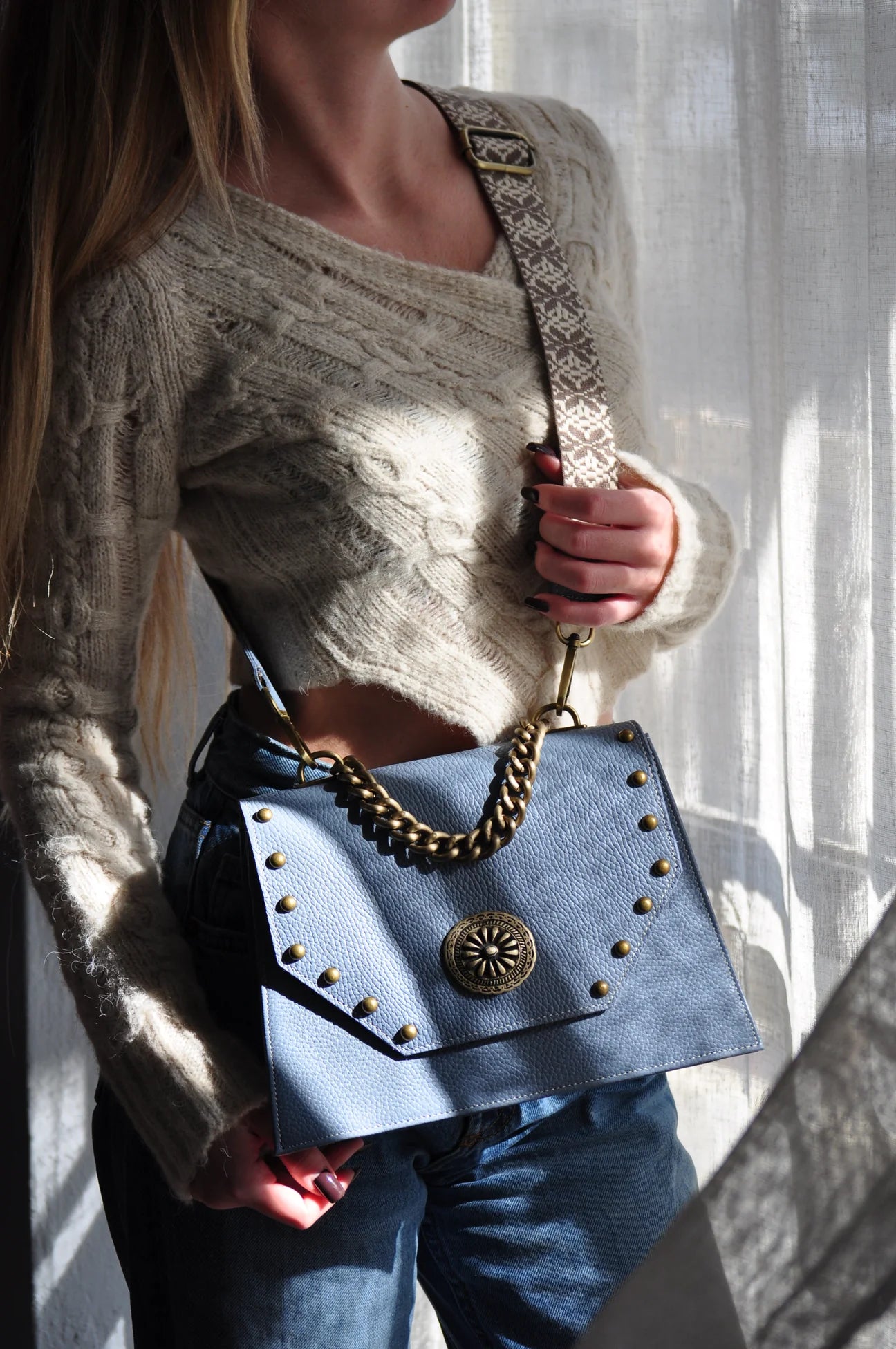 CHIARA LEATHER BAG FRENCH BLUE BONENDIS