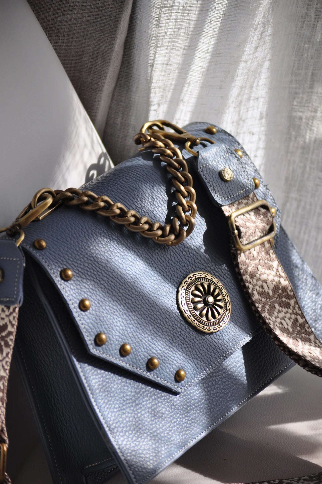 CHIARA LEATHER BAG FRENCH BLUE BONENDIS