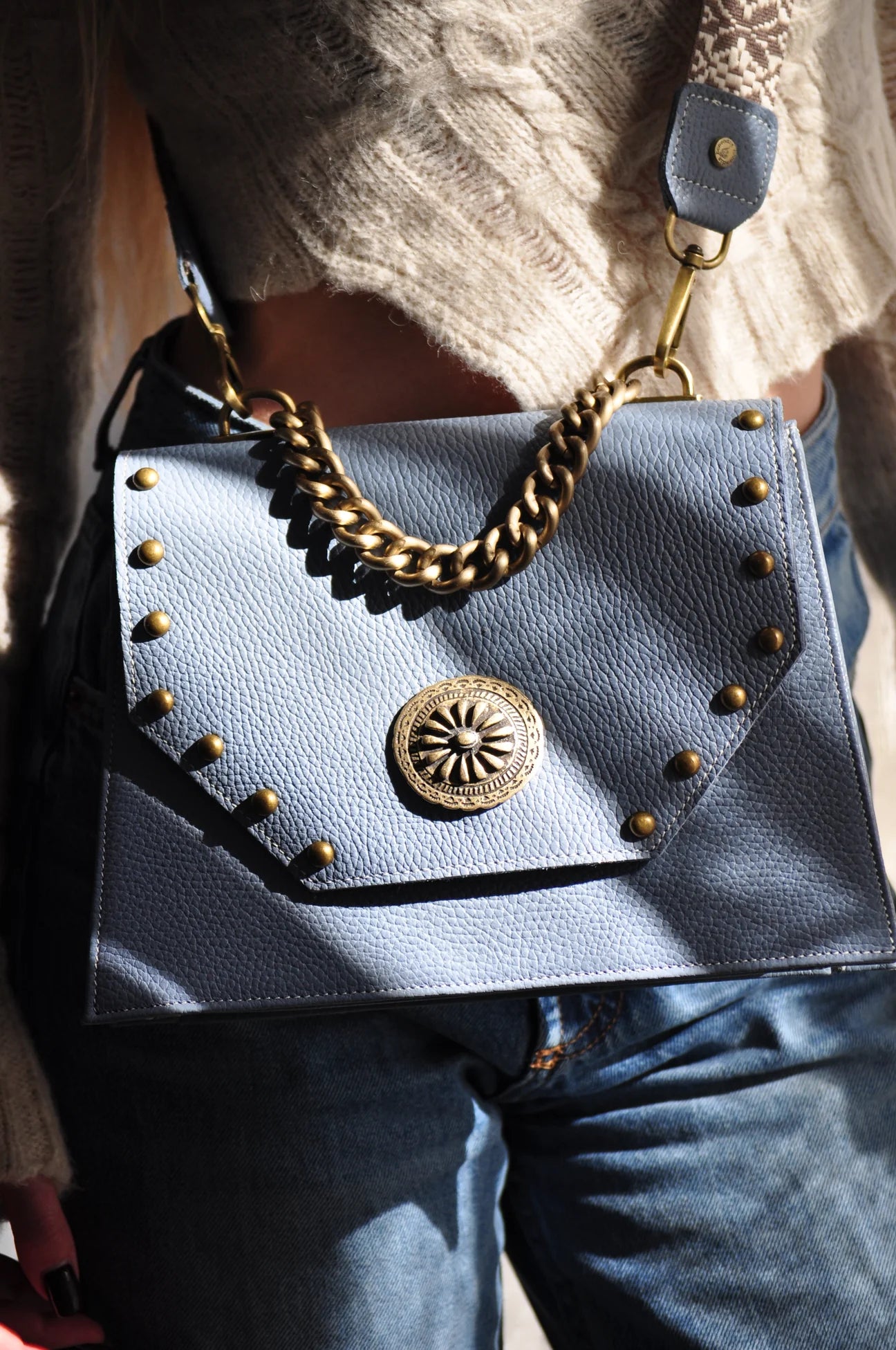 CHIARA LEATHER BAG FRENCH BLUE BONENDIS