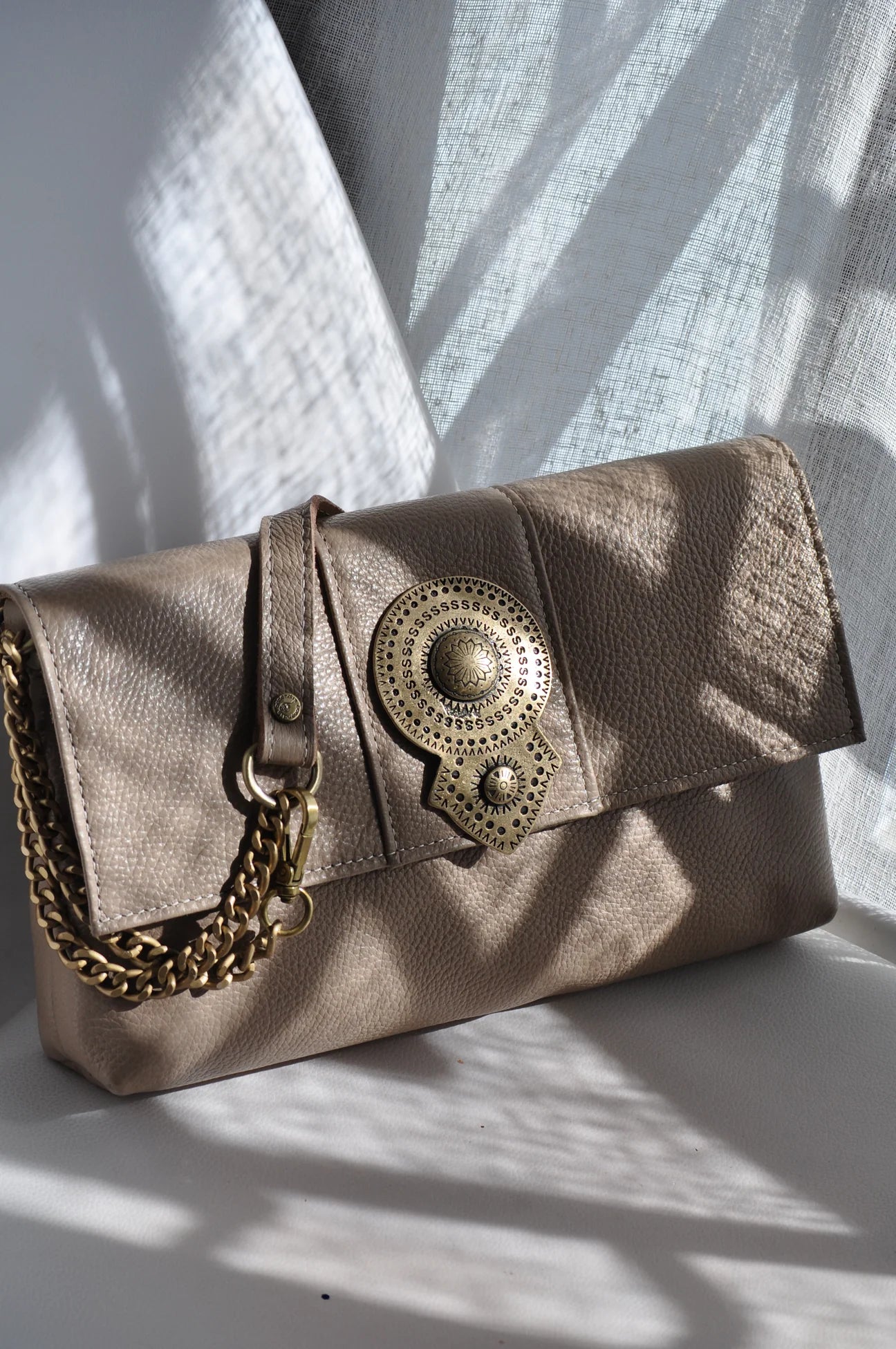 AURORA LEATHER BAG TAUPE BONENDIS