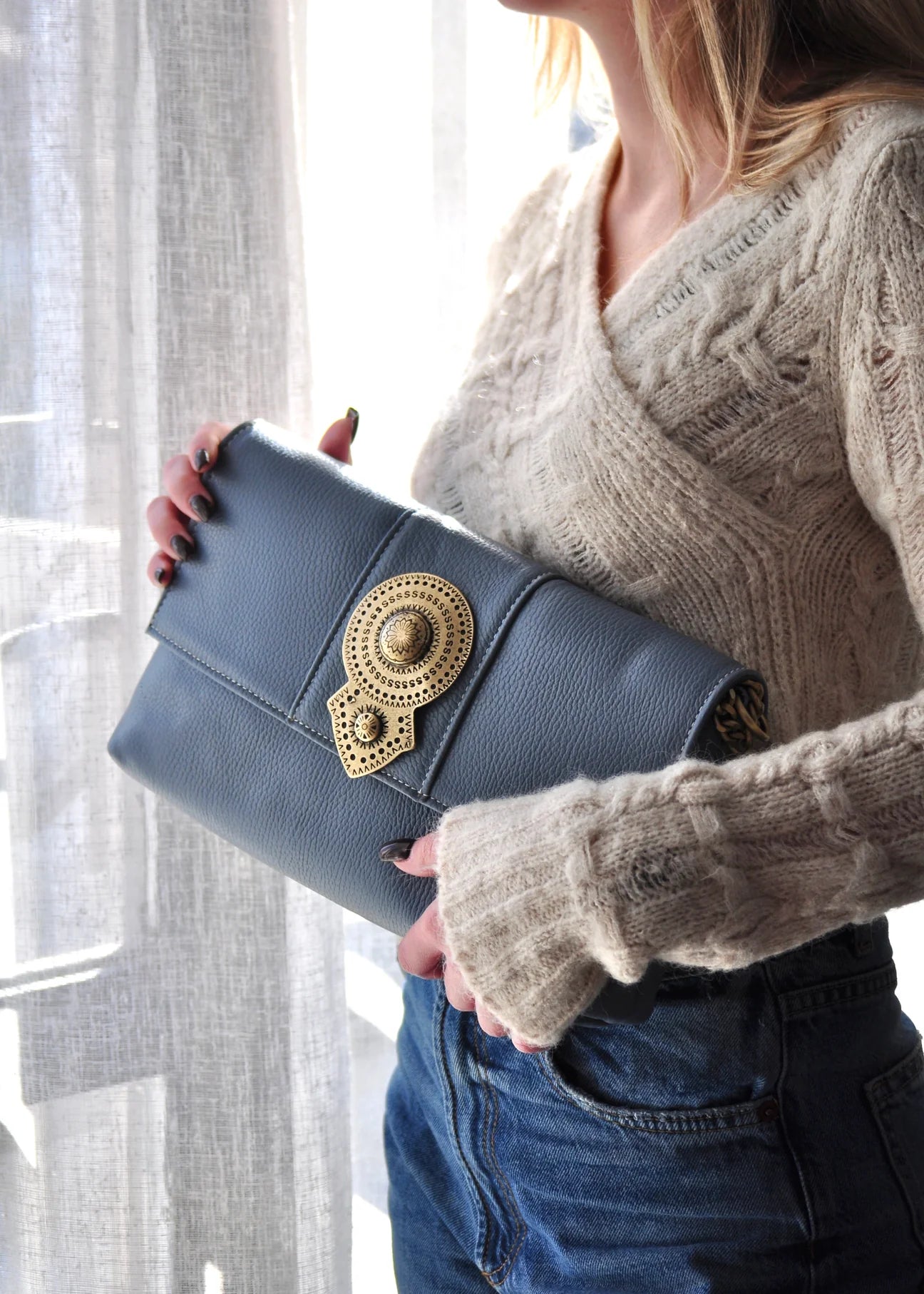 AURORA LEATHER BAG FRENCH BLUE BONENDIS