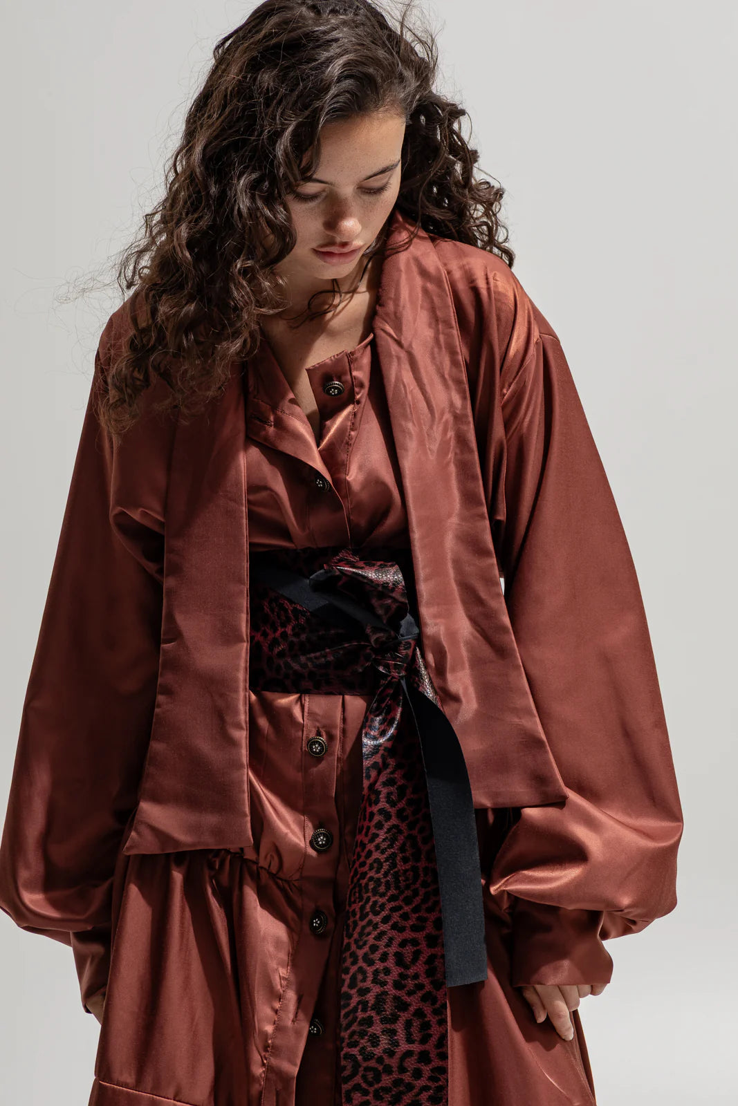 THE JERKINS TALISE ECO-LEATHER BELT PRINTED BORDEAUX