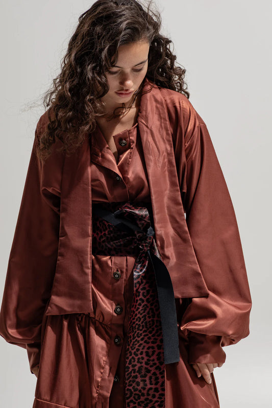 THE JERKINS TALISE ECO-LEATHER BELT PRINTED BORDEAUX