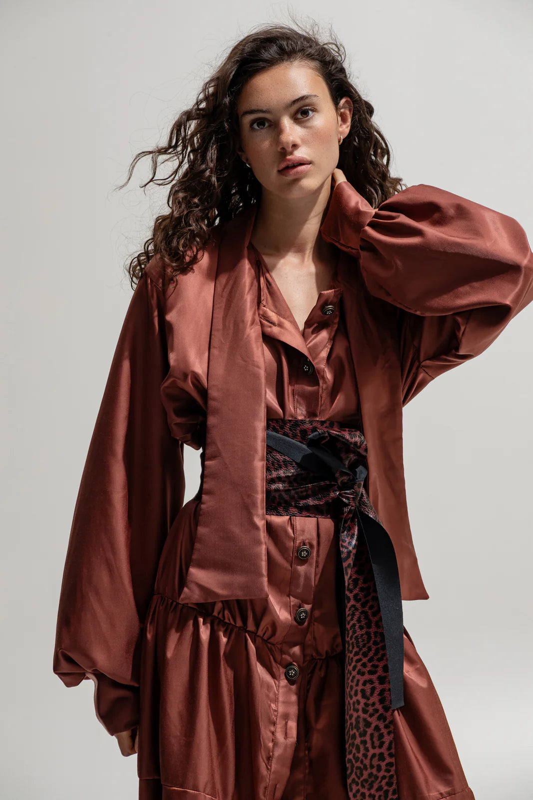 THE JERKINS TALISE ECO-LEATHER BELT PRINTED BORDEAUX