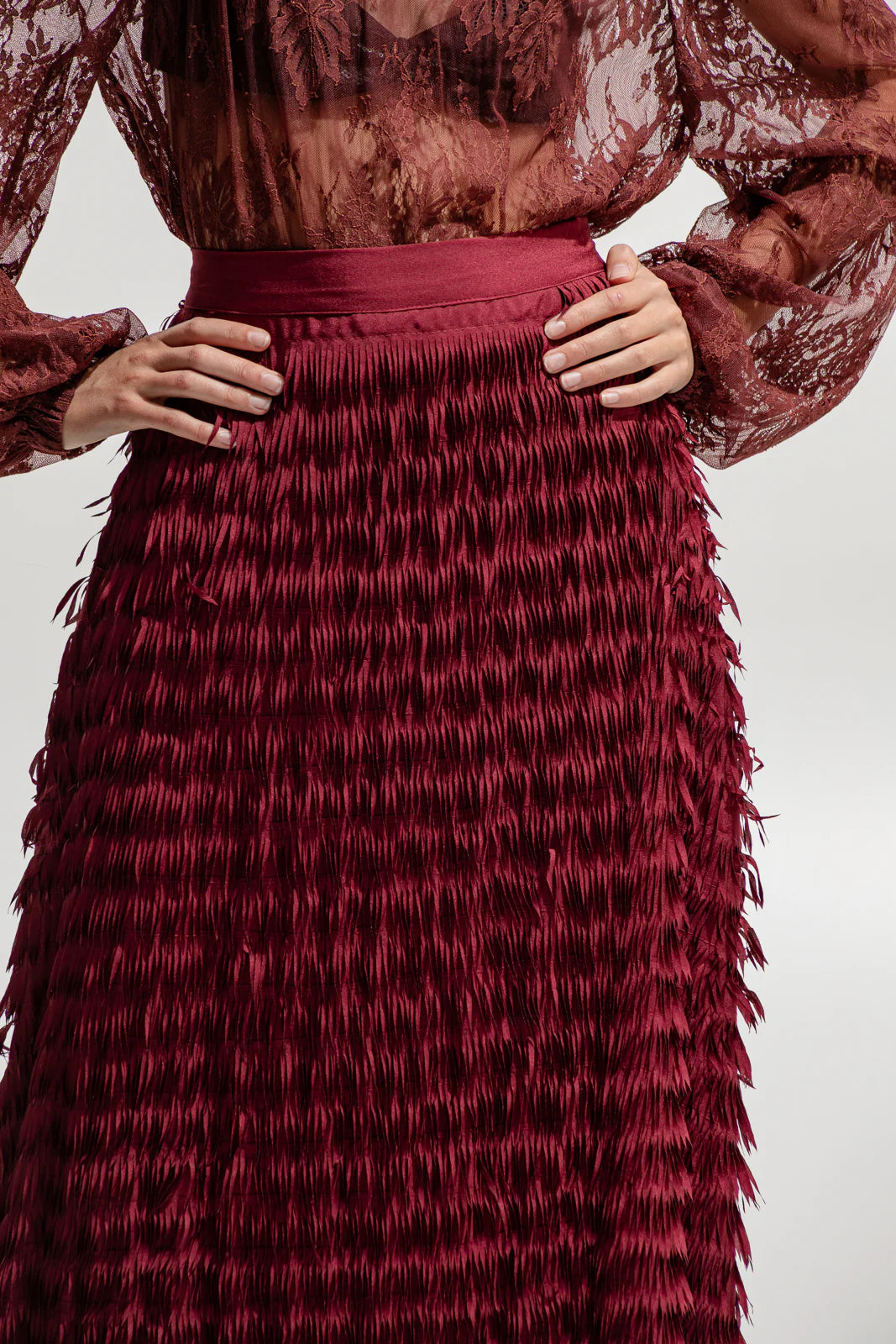THE JERKINS OGIMA MAXI SKIRT BORDEAUX