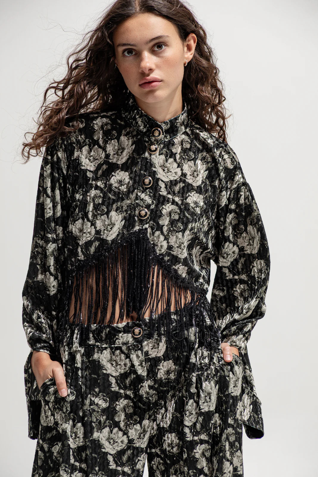 THE JERKINS TENAYA SHIRT PRINTED BLACK