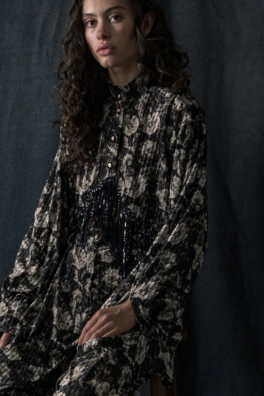 THE JERKINS TENAYA SHIRT PRINTED BLACK