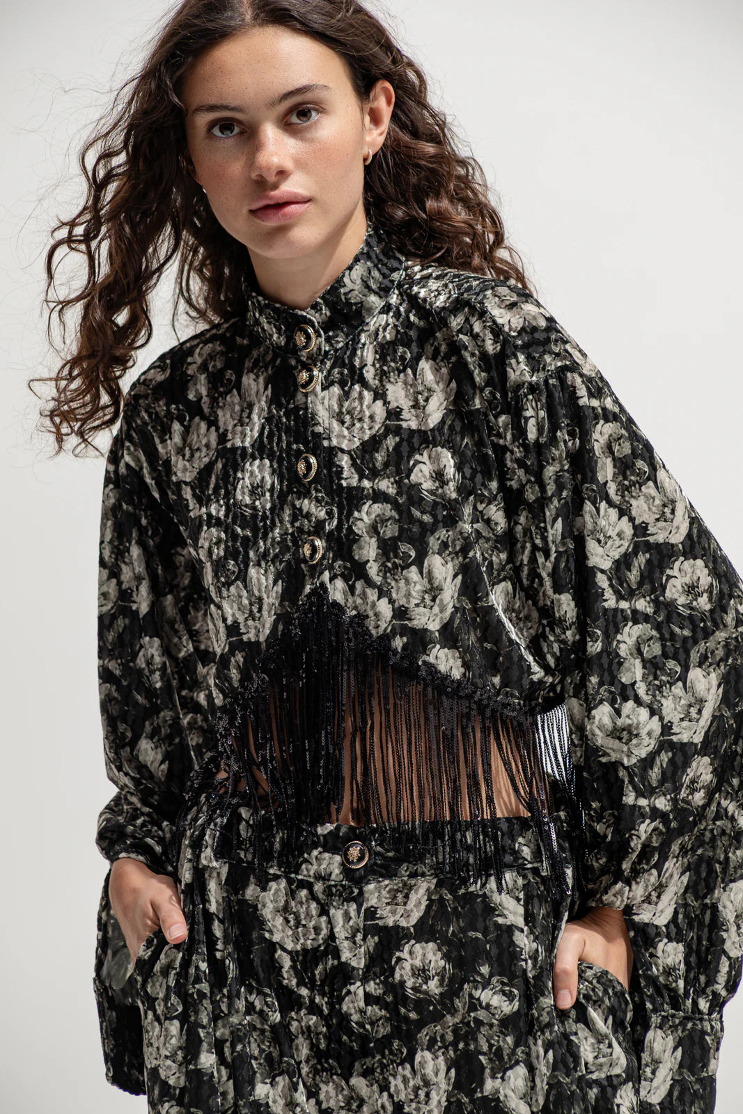 THE JERKINS TENAYA SHIRT PRINTED BLACK