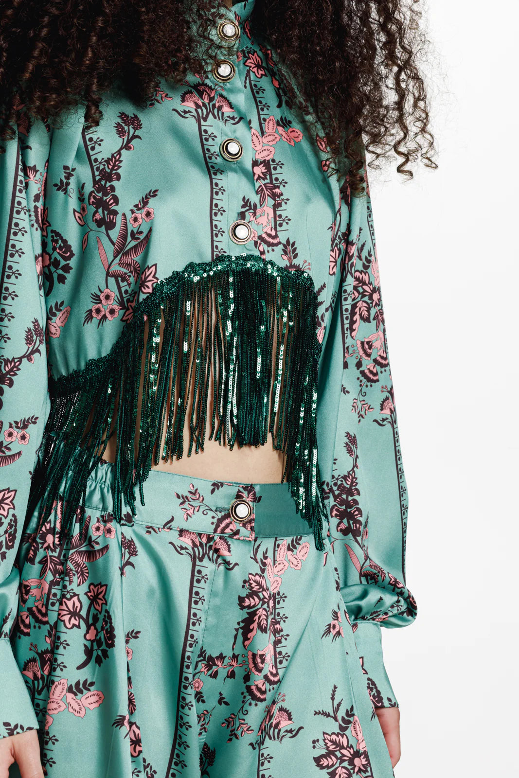 THE JERKINS TENAYA PANTS PRINTED EMERALD GREEN