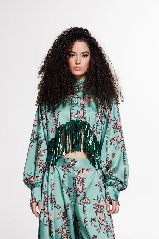 THE JERKINS TENAYA SHIRT PRINTED EMERALD GREEN