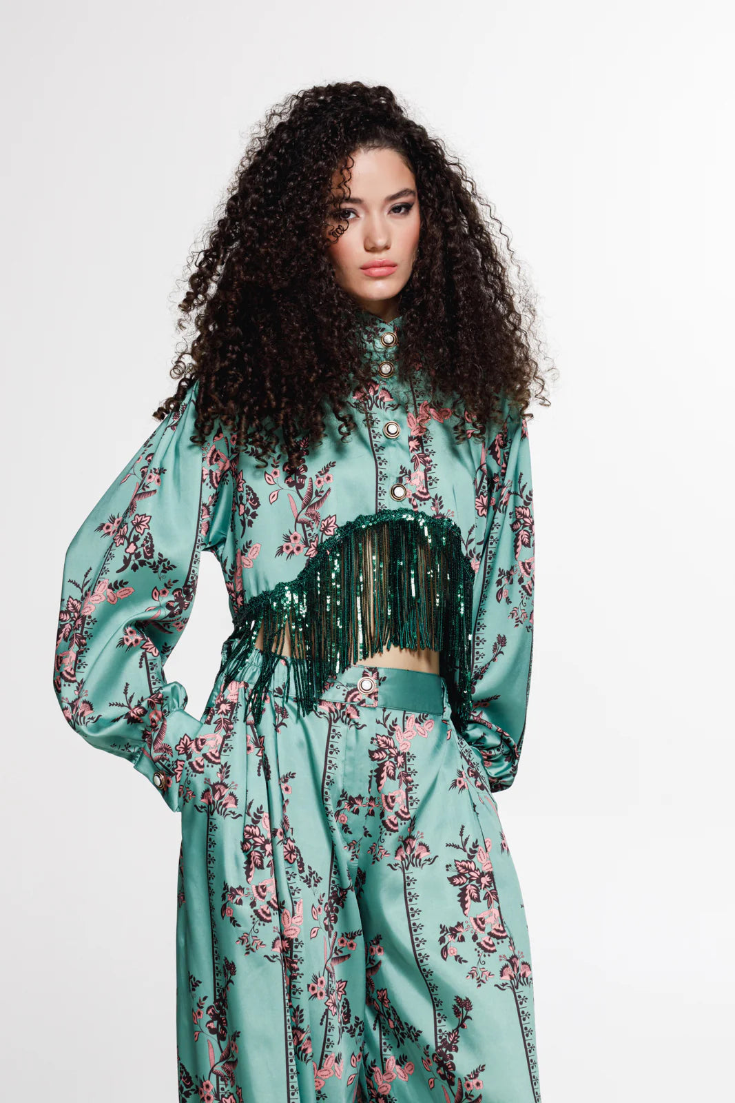 THE JERKINS TENAYA SHIRT PRINTED EMERALD GREEN