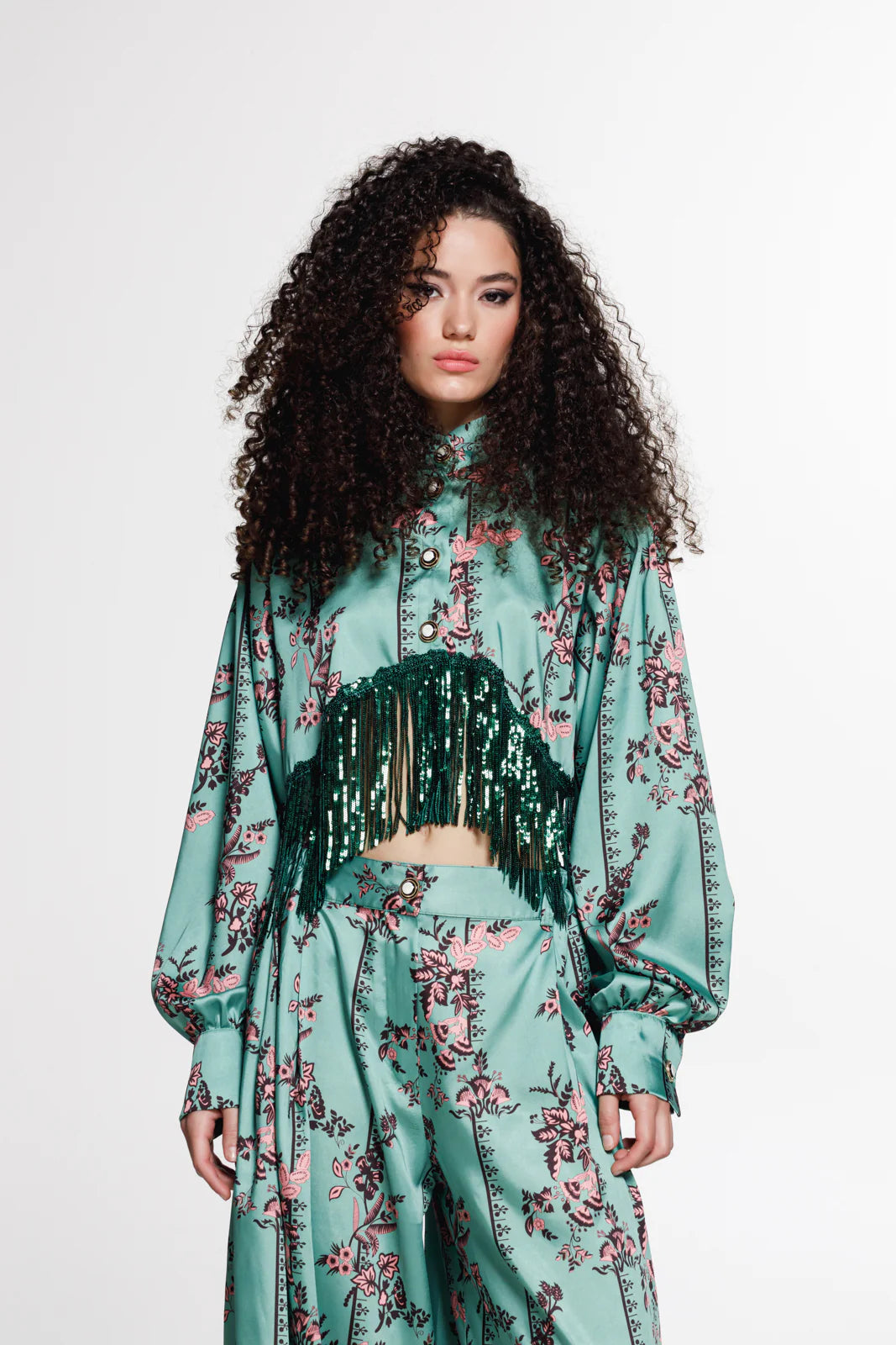THE JERKINS TENAYA SHIRT PRINTED EMERALD GREEN