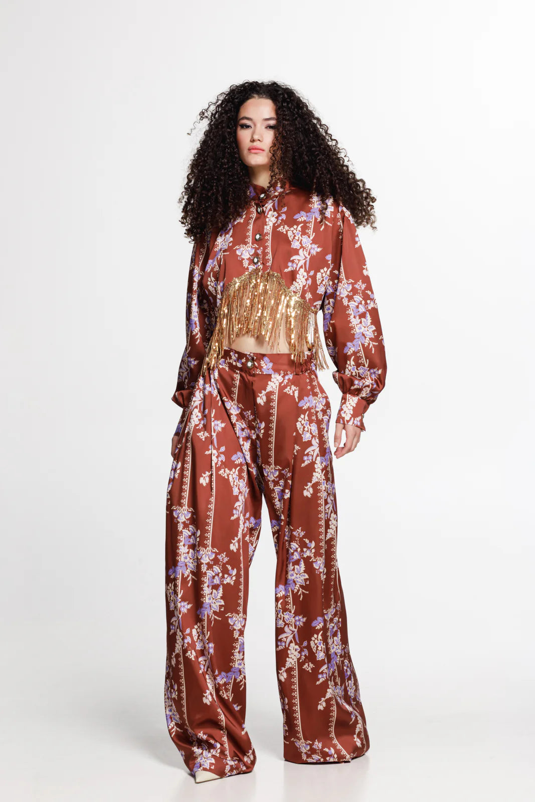 THE JERKINS TENAYA PANTS PRINTED CHOCOLATE BROWN