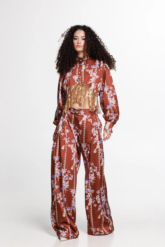 THE JERKINS TENAYA PANTS PRINTED CHOCOLATE BROWN