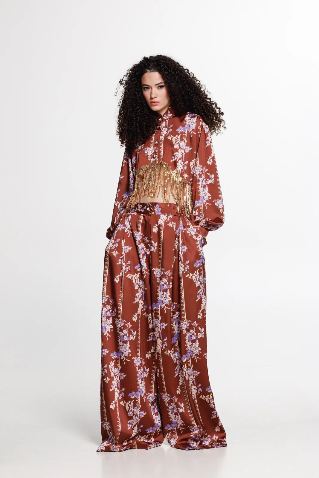 THE JERKINS TENAYA PANTS PRINTED CHOCOLATE BROWN