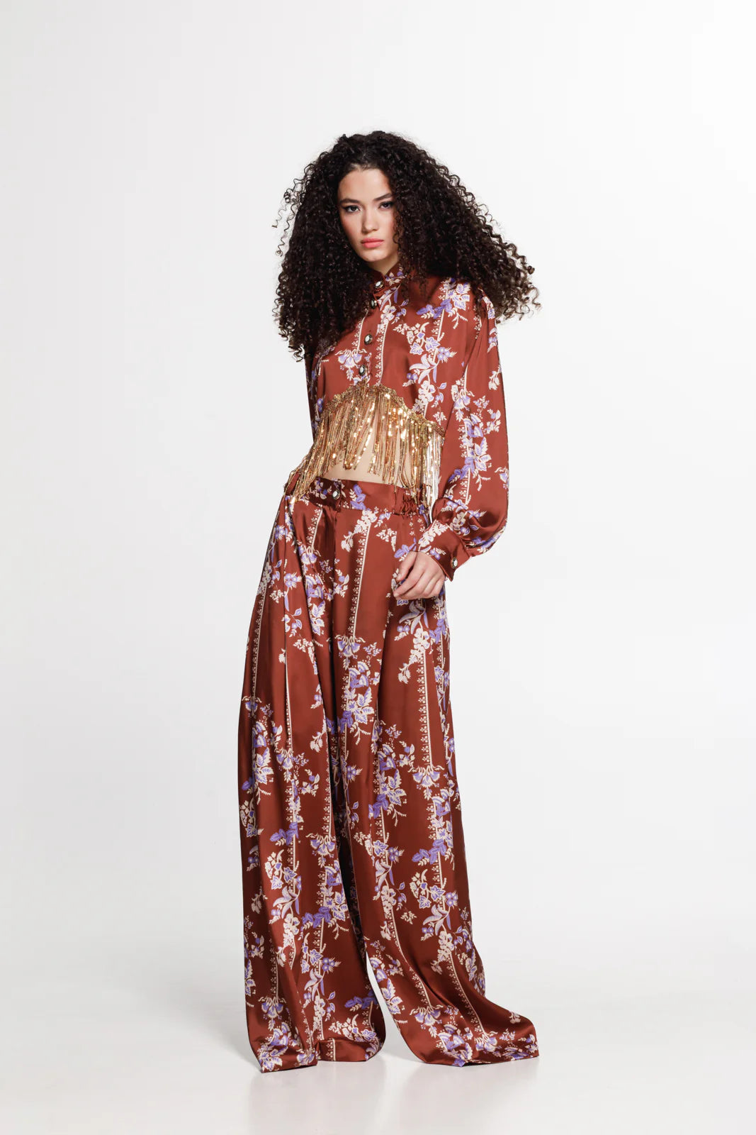 THE JERKINS TENAYA PANTS PRINTED CHOCOLATE BROWN