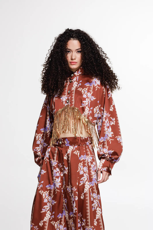 THE JERKINS TENAYA SHIRT PRINTED CHOCOLATE BROWN