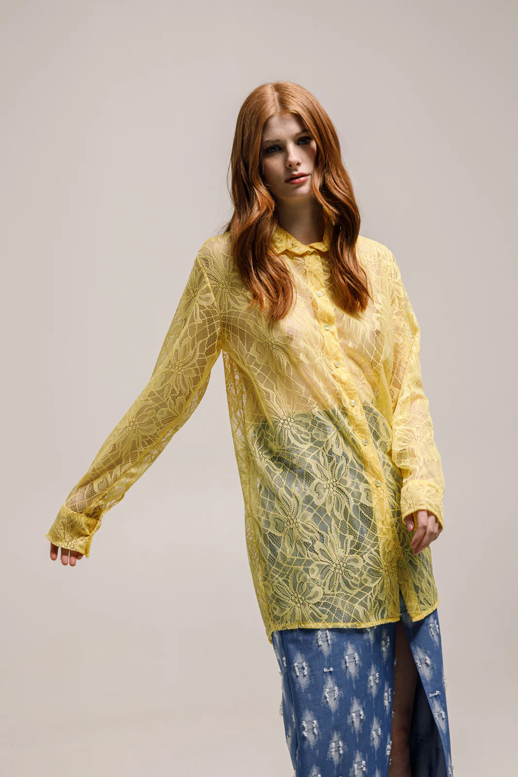 OLINA SHIRT LACE YELLOW