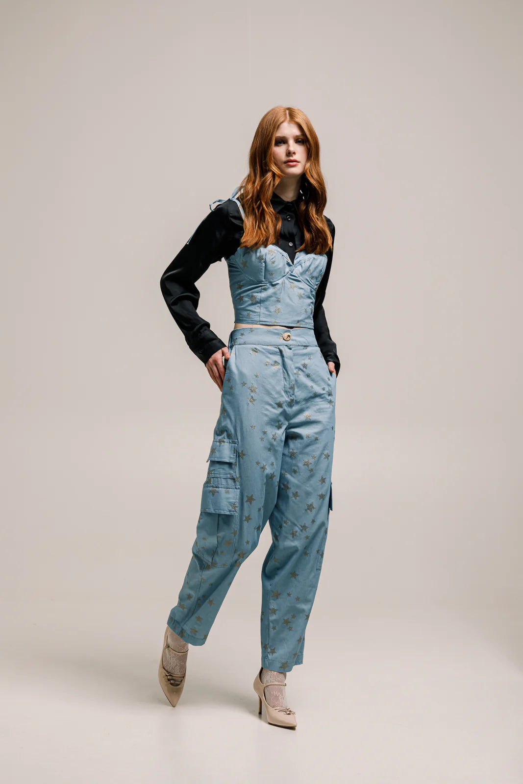 GABBY DENIM CARGO PANTS LIGHT BLUE