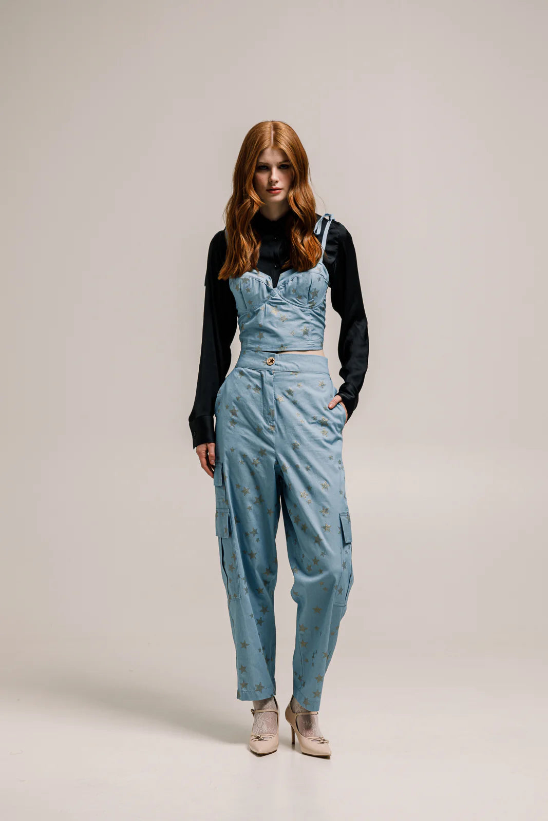 GABBY DENIM CARGO PANTS LIGHT BLUE