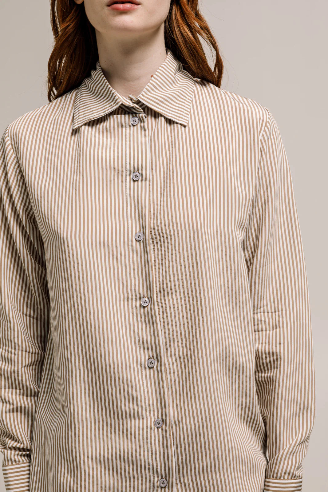 OLINA SHIRT STRIPED TAN BEIGE